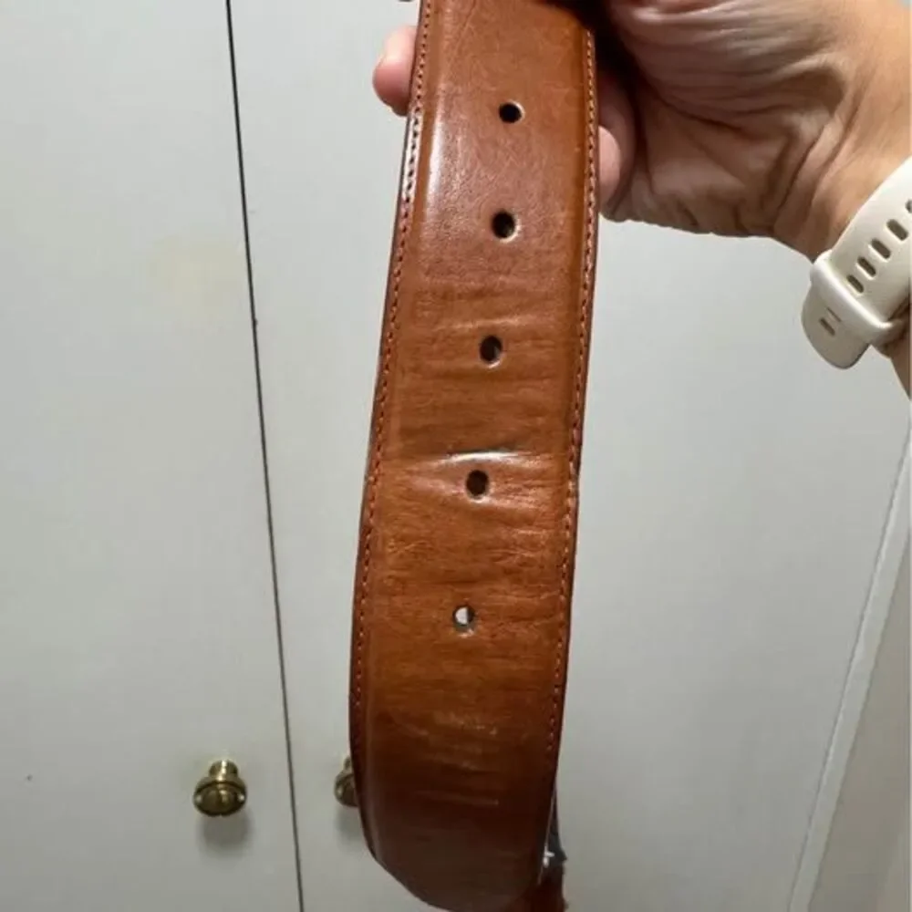 Brighton Brown Leather Belt Size S 32” Gold Brass Hardware Western Boho